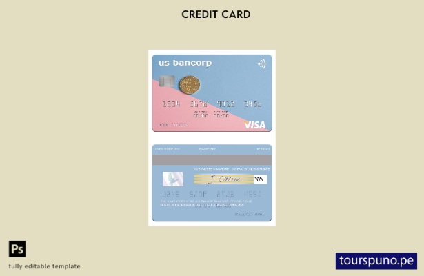 listo para imprimir EE.UU. Plantilla de tarjeta visa de U.S. Bancorp Bank